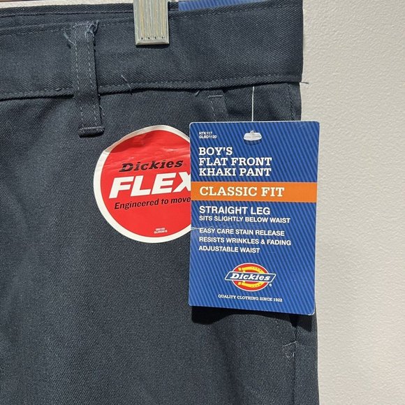 Dickies Khaki Classic Fit Big Boys’ Flex Waist Stretch Pants Size 20 Blue - Picture 8 of 9